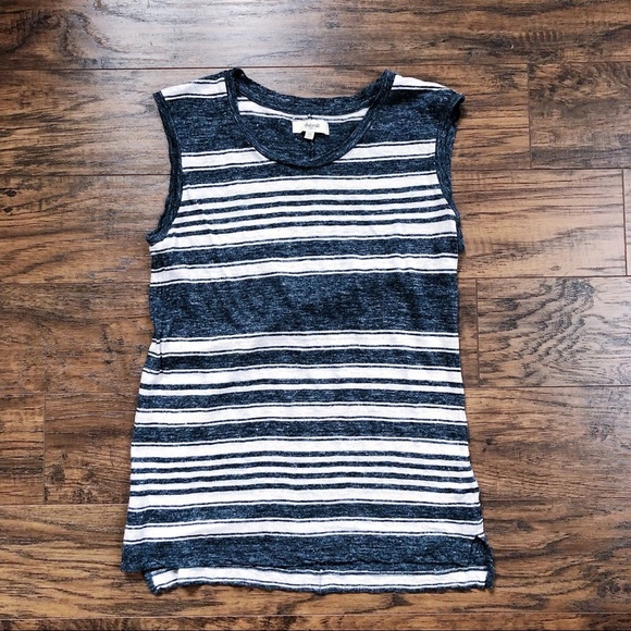 Madewell • bundle 2 tanks knit sleeveless grey white muscle twist linen viscose - Picture 3 of 12